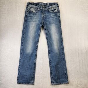 Guess Los Angeles Pasadena Straight Leg Jeans Men 30 Blue Vintage Y2K Distressed